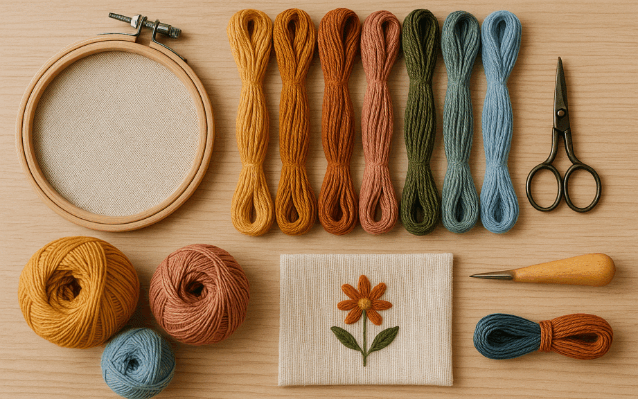 Craft retail items laid out on a table