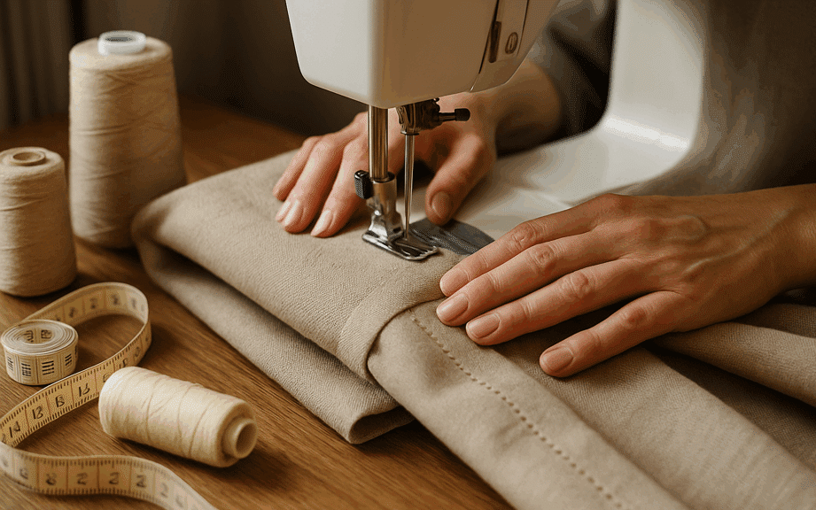 Close up of curtain manufacturing